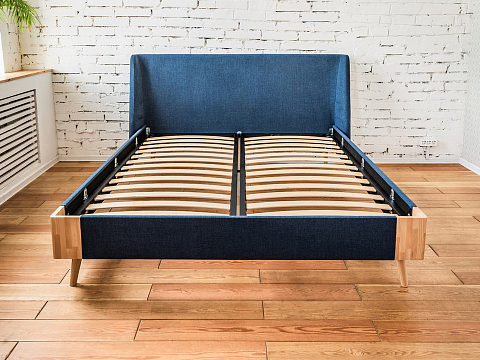 Кровать из дерева Lagom Side Soft - Оригинальная кровать в обивке из мебельной ткани.