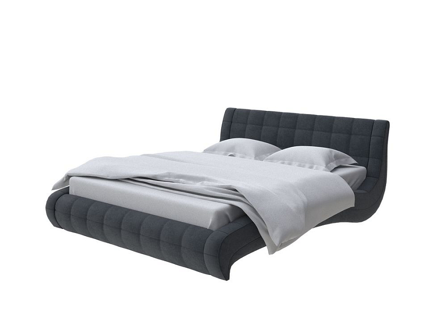 Кровать Nuvola-1 160x200 Ткань: Велюр Teddy Древесный уголь - Кровать футуристичного дизайна из экокожи класса «Люкс».