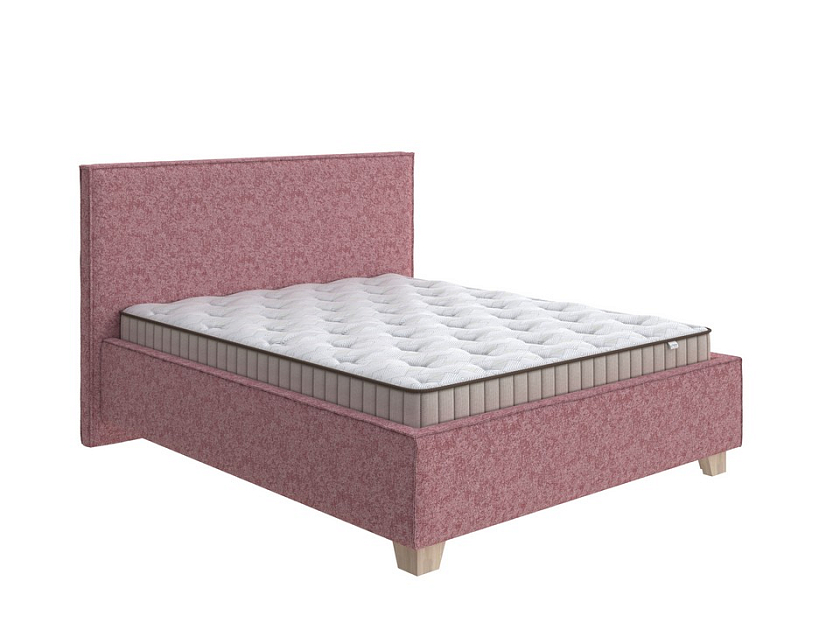 Кровать Hygge Simple 120x200 Ткань: Рогожка Levis 62 Розовый - Мягкая кровать с ножками из массива березы и объемным изголовьем