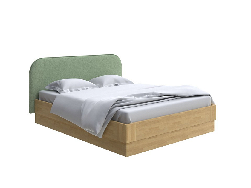 Кровать Lagom Plane Wood с подъемным механизмом 180x200 Ткань/Массив (береза) Лама Авокадо/Масло-воск Natura (Береза) - Кровать с ПМ. 