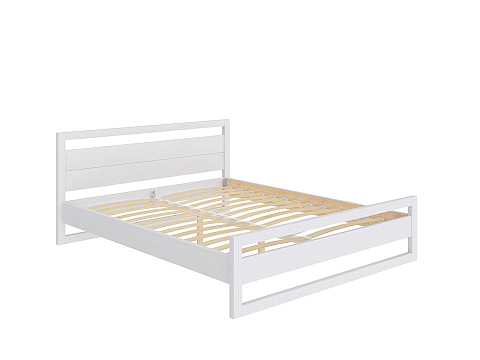Белая кровать Kvebek - Элегантная кровать из массива дерева с основанием