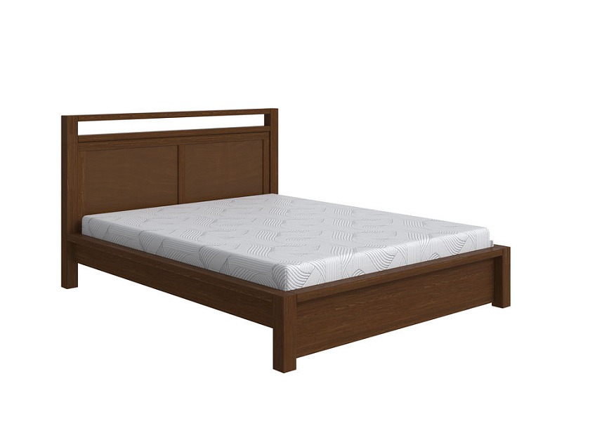 Кровать Fiord 160x220 Массив (сосна) Мокко - Кровать из массива с декоративной резкой в изголовье.