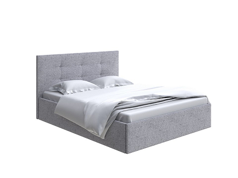Серая кровать Forsa - Универсальная кровать с мягким изголовьем, выполненным из рогожки.