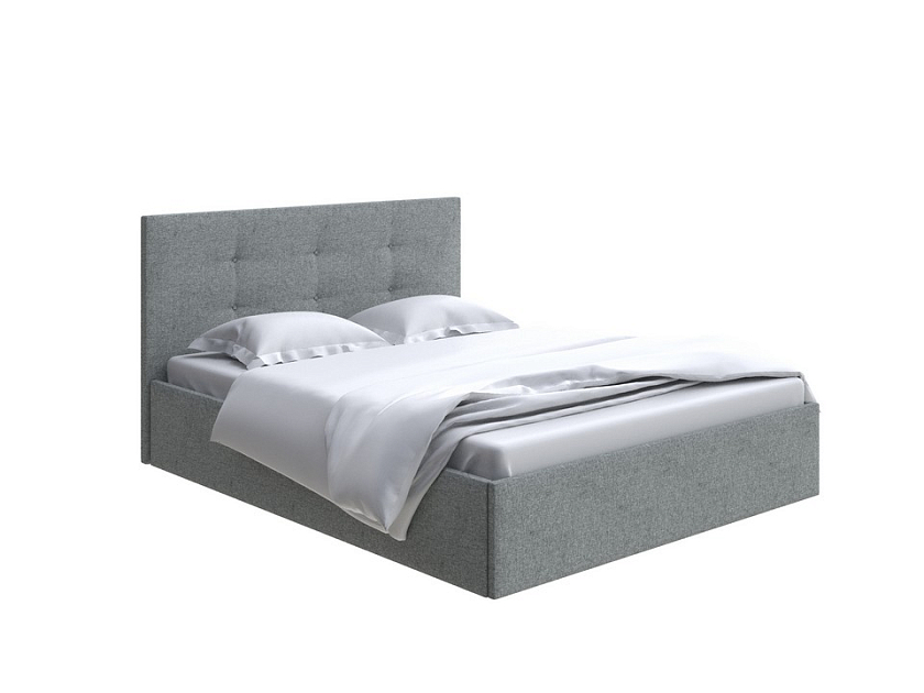 Кровать Forsa 140x200 Ткань: Жаккард Tesla Графит - Универсальная кровать с мягким изголовьем, выполненным из рогожки.