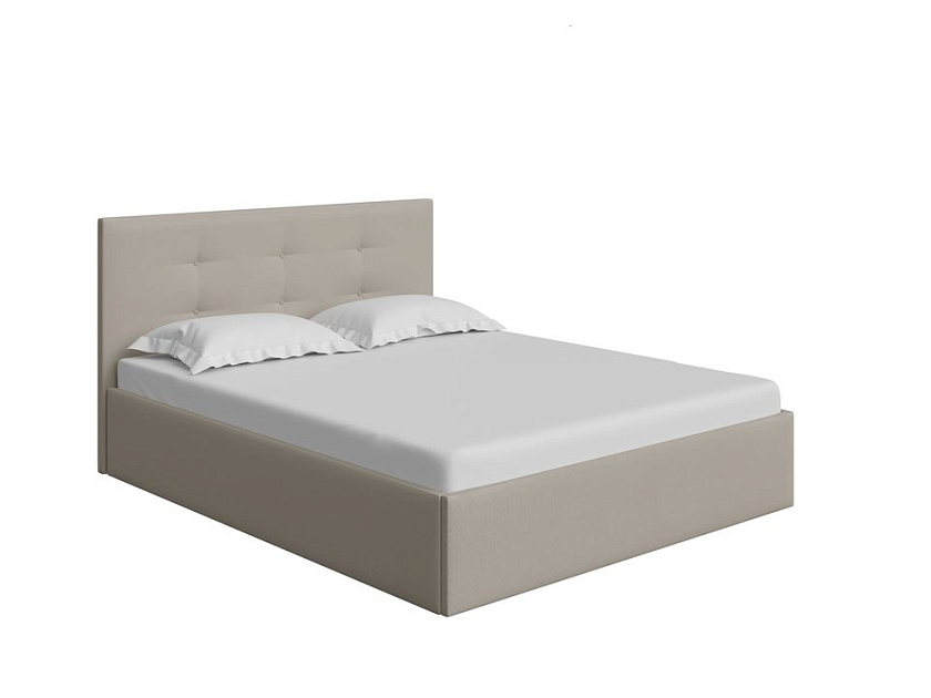 Кровать Forsa 160x200 Ткань: Рогожка Тетра Бежевый - Универсальная кровать с мягким изголовьем, выполненным из рогожки.
