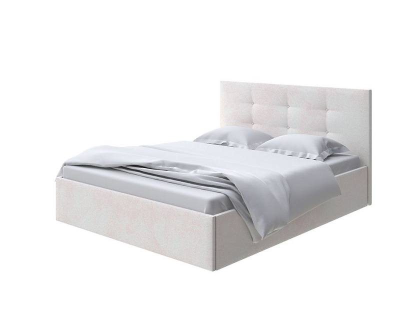 Кровать Forsa 140x200 Ткань: Велюр Teddy Жемчужный - Универсальная кровать с мягким изголовьем, выполненным из рогожки.