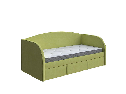 Зеленая кровать Hippo-Софа с дополнительным спальным местом - Удобная детская кровать с двумя спальными местами в мягкой обивке