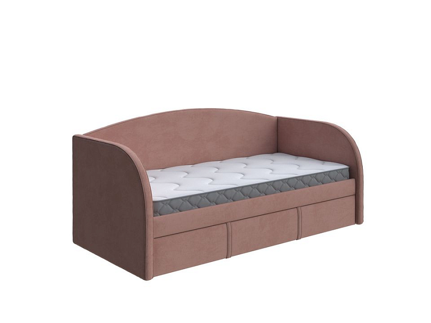 Кровать Hippo-Софа с дополнительным спальным местом 80x180 Ткань: Велюр Ultra Амаретто - Удобная детская кровать с двумя спальными местами в мягкой обивке