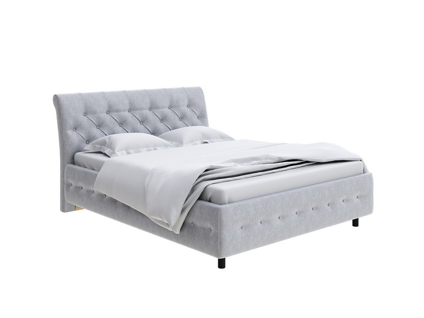 Кровать Next Life 4 140x200 Ткань: Рогожка Levis 83 Светло-Серый - Классическая кровать с изогнутым изголовьем и глубокой пиковкой