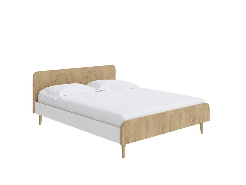 Кровать Way 90x200 ЛДСП Бунратти/Белый Жемчуг - Компактная корпусная кровать на деревянных опорах