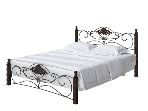 Кровать Garda 2R - Кровать из массива березы с фигурной металлической решеткой.