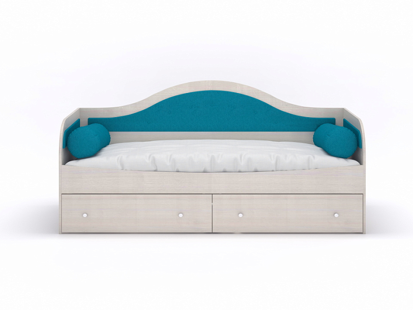 Кровать Lori 80x190  Белый + Лофти Серый - Детская кровать со встроенным основанияем, 2 выкатными ящиками и 2 подушками-валиками