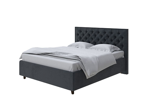 Черная кровать Teona Grand - Кровать с увеличенным изголовьем, украшенным благородной каретной пиковкой.