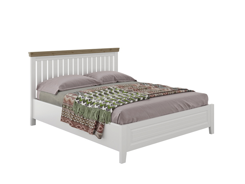 Кровать Olivia 90x190 Массив (береза) Белая эмаль + Антик - Кровать из массива с контрастной декоративной планкой.