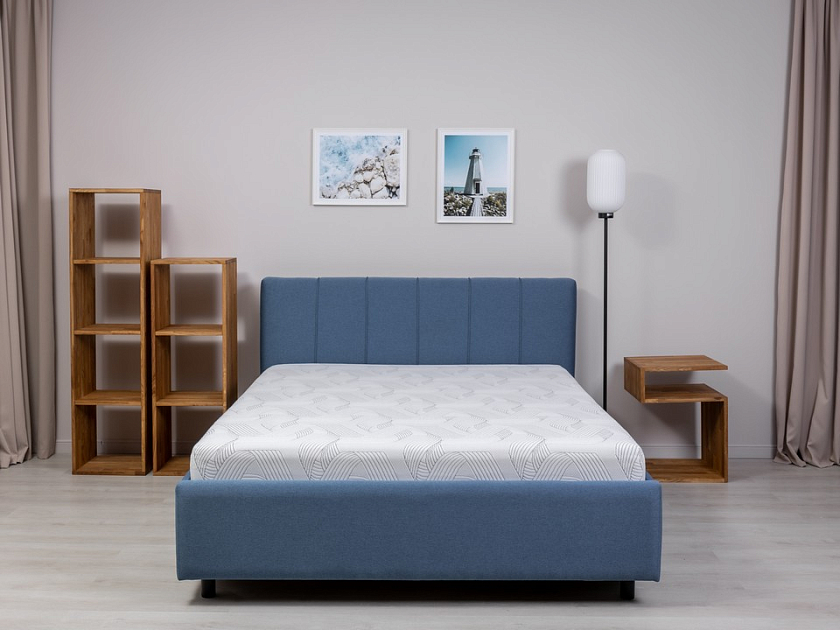 Кровать Nuvola-7 NEW 160x200 Ткань: Рогожка Тетра Молочный - Современная кровать в стиле минимализм