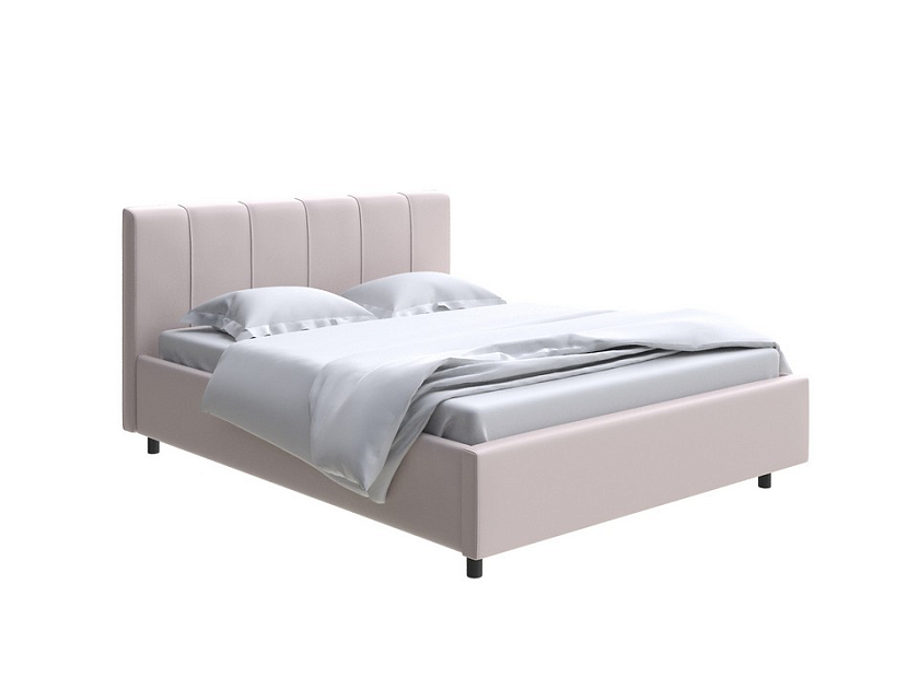 Кровать Nuvola-7 NEW 140x200 Экокожа Бежевый перламутр - Современная кровать в стиле минимализм
