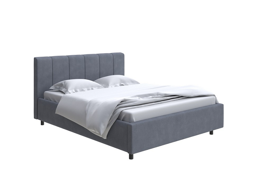 Кровать Nuvola-7 NEW 140x200 Ткань: Рогожка Тетра Графит - Современная кровать в стиле минимализм