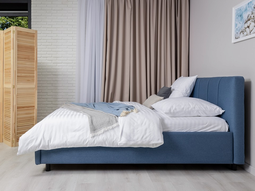 Кровать Nuvola-7 NEW 160x200 Ткань: Рогожка Тетра Брауни - Современная кровать в стиле минимализм