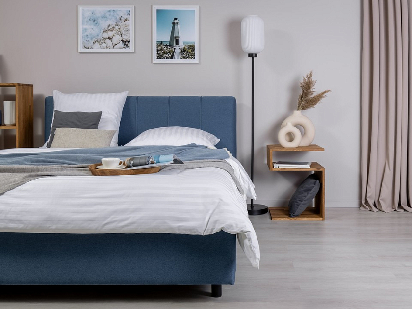 Кровать Nuvola-7 NEW 160x190 Ткань: Рогожка Тетра Молочный - Современная кровать в стиле минимализм