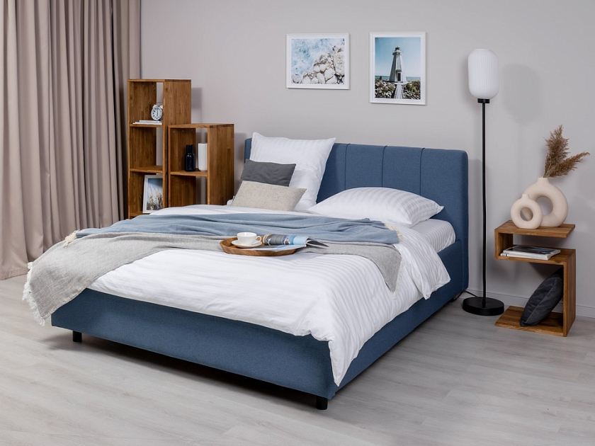 Кровать Nuvola-7 NEW 140x190 Ткань: Рогожка Тетра Мраморный - Современная кровать в стиле минимализм