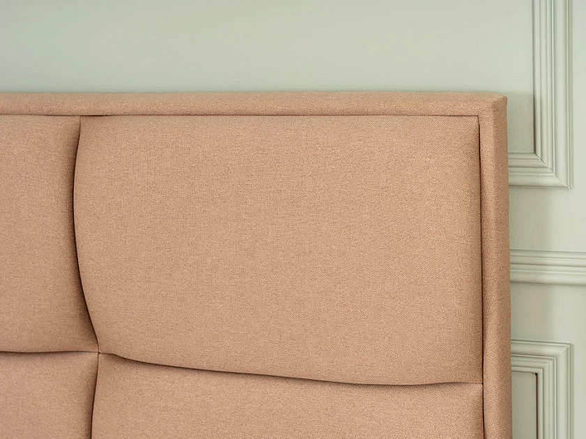 Кровать Malina 80x190 Ткань: Рогожка Тетра Ореховый - Изящная кровать без встроенного основания из массива сосны с мягкими элементами.
